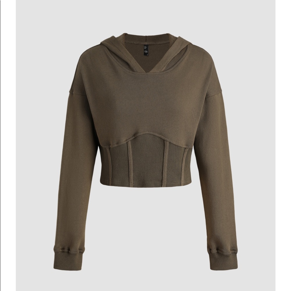 Corset Cropped Hoodie | Cider | Size Small